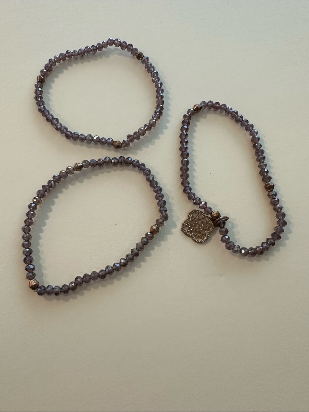 Kendra Scott Purple Faceted Bead Stretch Bracelet Set